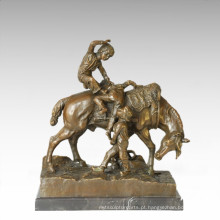 Crianças Figura Estátua Cavalo Crianças Bronze Escultura TPE-353